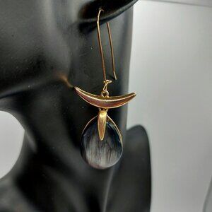 Robert Lee Morris Soho Black Magic Teardrop Stone and Gold Drop Earrings